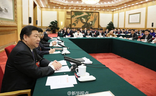 习近平参加十二届全国人大四次会议黑龙江代表团审议